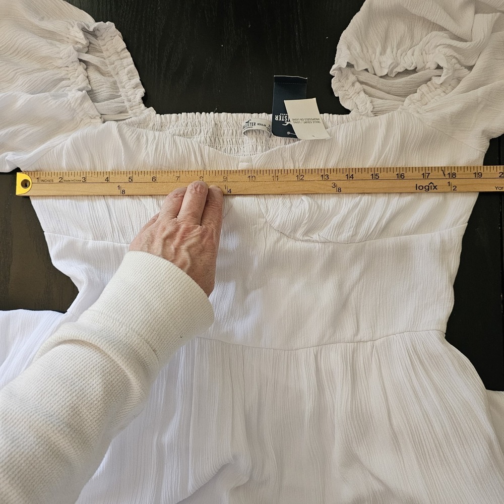 Hollister Womens XL White Tiered Maxi Dress NWT Viscose Milkmaid Puff Sleeve - Picture 9 of 13